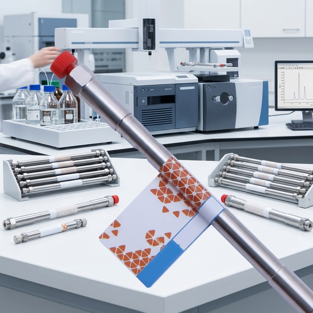 Purisep Bensil Columns Displayed in Laboratory